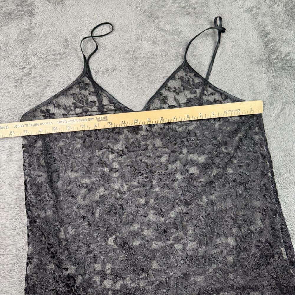 Vintage Alexandra Nicole Black Lace Cami Made USA Sheer Floral Spaghetti Top - Picture 5 of 7